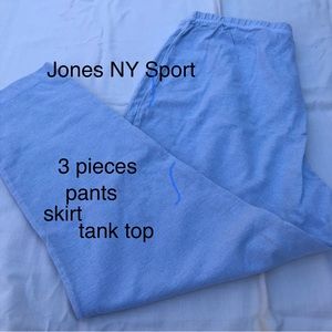 Jones NY Sport- simple pretty blue vintage Jones Sport- skirt pants and top L